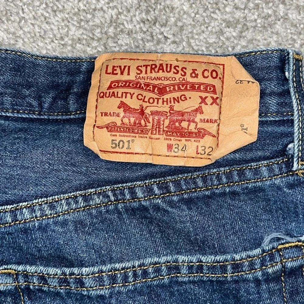 Levi’s Levi Strauss 5 Pocket denim button fly 501 retro mens jeans 34 x 30